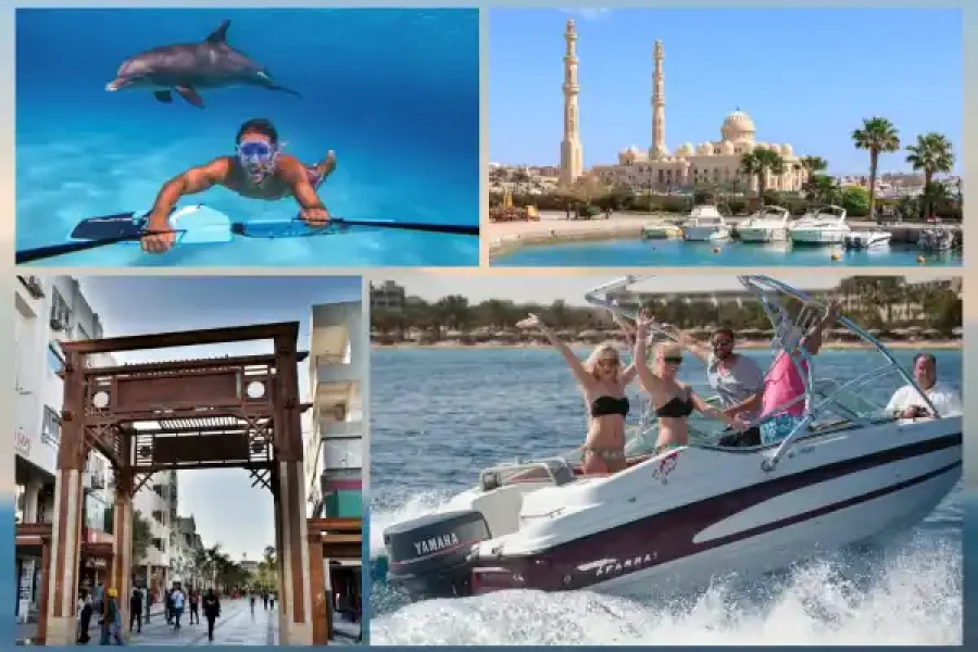 Speedboat Private 4 Hours Adventure with Water Sports and City Tour in Hurghada with Transfer